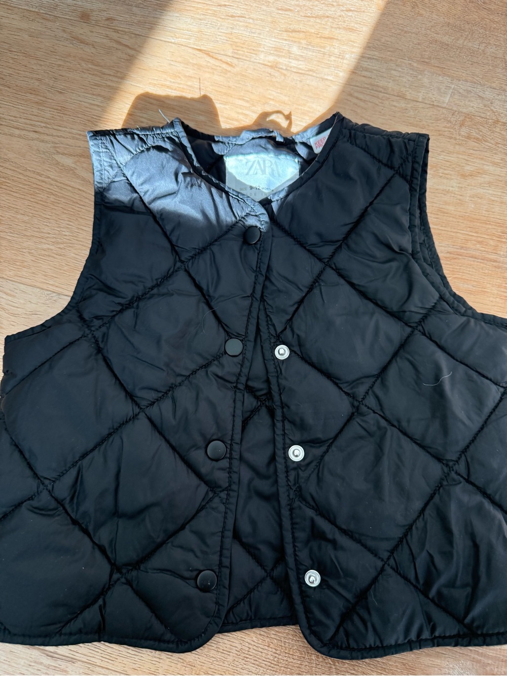 Zara Black Quilted Sleeveless Vest